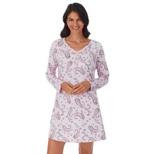 Women's Croft & Barrow Cozy Long Sleeve Smocked Nightgown, Size: Medium, Dark Pink