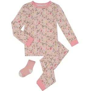 Sleep On It Infant/Toddler Girls Fairytale Unicorns Snug Fit 2-Piece Pajama Sleep Set with Matching Socks, Toddler Girl's, Size: 3T, Med Pink