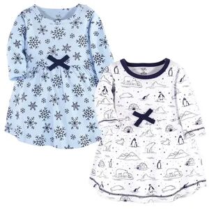 Touched by Nature Baby and Toddler Girl Organic Cotton Long-Sleeve Dresses 2pk, Arctic, Toddler Girl's, Size: 3T, Brt Blue