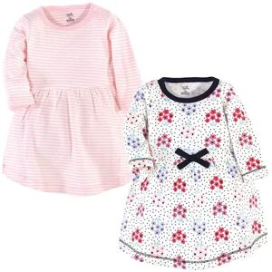 Touched by Nature Baby and Toddler Girl Organic Cotton Long-Sleeve Dresses 2pk, Floral Dot, Toddler Girl's, Size: 2T, Med Pink