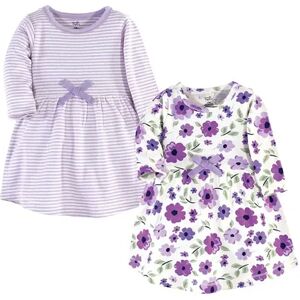 Touched by Nature Baby and Toddler Girl Organic Cotton Long-Sleeve Dresses 2pk, Purple Garden, Toddler Girl's, Size: 5T