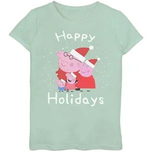 Licensed Character Girls 7-16 Peppa Pig Happy Holidays Graphic Tee, Girl's, Size: XS, Green