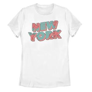 Unbranded Juniors' New York Retro Rose Graphic Tee, Girl's, Size: Small, White