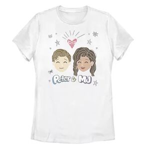 Licensed Character Juniors' Marvel Peter And MJ Head Shot Sketch Tee, Girl's, Size: XXL, White