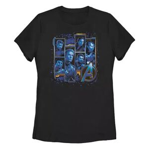 Licensed Character Juniors' Marvel Avengers Blue Hue Portrait Panels Tee, Girl's, Size: Small, Black