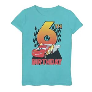 Licensed Character Girls 7-16 Disney/Pixar Cars Lightning McQueen 6th Birthday Peel Out Tee, Girl's, Size: Small, Blue