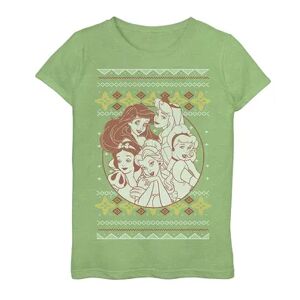 Marvel Girls 7-16 Disney Princess Ugly Christmas Sweater Graphic Tee, Girl's, Size: Medium, Green