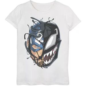 Licensed Character Girls 7-16 Marvel Captain America Venom Split Face Tee, Girl's, Size: Large, White