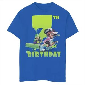 Licensed Character Boys 8-20 Nintendo Splatoon Inkling 7th Birthday Green Splatter Portrait Graphic Tee, Boy's, Size: Medium, Med Blue