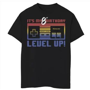 Licensed Character Boys 8-20 Nintendo It's My 8th Birthday Level Up! SNES Controller Graphic Tee, Boy's, Size: Medium, Black