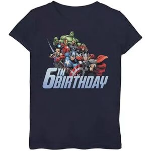 Marvel Girls 7-16 Marvel Avengers Action Shot 6th Birthday Graphic Tee, Girl's, Size: Medium, Blue