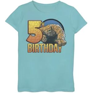 Marvel Girls 7-16 Marvel Fantastic Four The Thing 5th Birthday Graphic Tee, Girl's, Size: Small, Blue