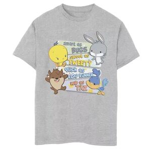 Licensed Character Boys 8-20 Looney Tunes Group Smart As Bugs Text Graphic Tee, Boy's, Size: Medium, Grey