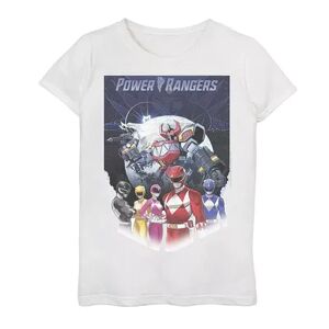 Licensed Character Girls 7-16 Power Rangers Fade Portrait Megazord Poster Tee, Girl's, Size: Large, White