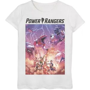 Licensed Character Girls 7-16 Power Rangers Poster Tee, Girl's, Size: Small, White