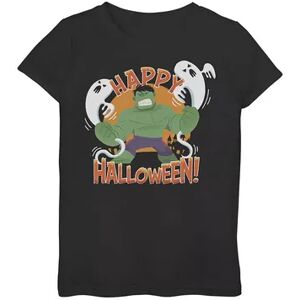 Marvel Girls 7-16 Marvel The Hulk Ghosts Happy Halloween Graphic Tee, Girl's, Size: Small, Black