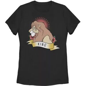 Licensed Character Juniors' Disney Lion King Simba King Tattoo Yellow Tee, Girl's, Size: XL, Black