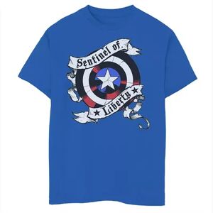 Marvel Boys 8-20 Marvel Captain America Sentinel Of America Shield Graphic Tee, Boy's, Size: Small, Med Blue