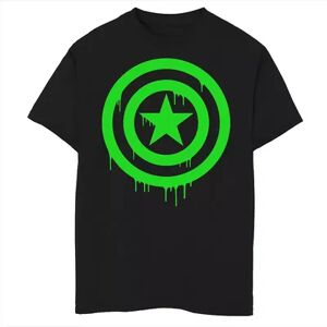 Marvel Boys 8-20 Marvel Captain America Shield Dripping Green Ooze Graphic Tee, Boy's, Size: XS, Black