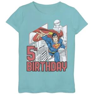 Licensed Character Girls 7-16 DC Comics Superman 5th Birthday Graphic Tee, Girl's, Size: Large, Blue