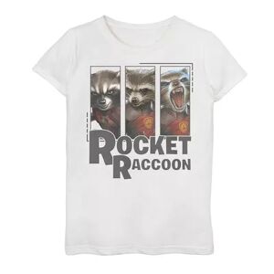 Marvel Girls 7-16 Marvel Guardians of The Galaxy Rocket Raccoon Portrait Panels Graphic Tee, Girl's, Size: Large, White