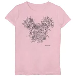 Girls 7-16 Disney Mickey Head Sketched Foliage Graphic Tee, Girl's, Size: Medium, Pink