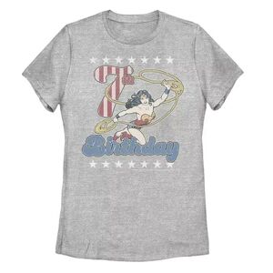 Licensed Character Juniors' DC Comics Wonder Woman With Lasso 7th Birthday Tee, Girl's, Size: Large, Grey