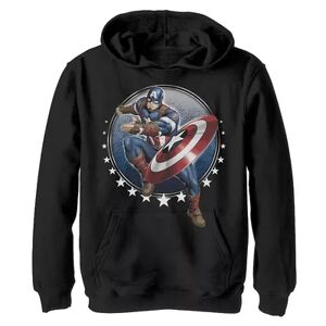 Licensed Character Boys 8-20 Marvel Captain America Shield Throw Stars Hoodie, Boy's, Size: Large, Black