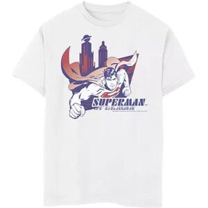 Licensed Character Boys 8-20 DC Comics Superman Daily Planet Skyline Flying Poster Tee, Boy's, Size: XL, White