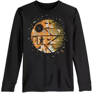 Licensed Character Boys 8-20 Star Wars Death Star With Ghosts Poster Long Sleeve Tee, Boy's, Size: Medium, Black