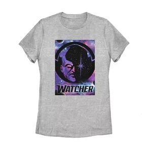 Licensed Character Juniors' Marvel What If Watcher Galactic Poster Tee, Girl's, Size: Medium, Grey