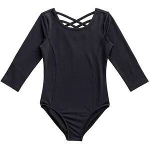 RAINBEAU MOVES Girls 4-16 Rainbeau Moves 3/4-Sleeve Leotard, Girl's, Size: XL, Black