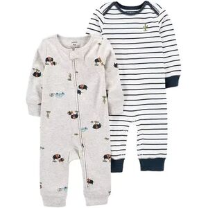 Baby Boy Carter's 2-Pack Cotton Jumpsuits, Infant Boy's, Size: PREEMIE, Assorted