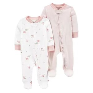 Baby Girl Carter's 2-Pack 2-Way Zip Cotton Sleep & Plays, Infant Girl's, Size: 3 Months, Assorted