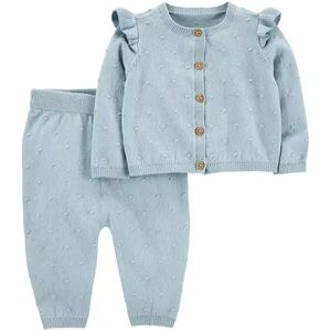 Carter's Baby Girl Carter's 2-Piece Cardigan & Pant Set, Infant Girl's, Size: 3 Months, Med Blue