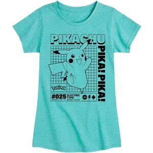 Pokemon Girls 7-16 Pokemon Pikachu Bolt Tee, Girl's, Size: XL (14/16), Turquoise/Blue