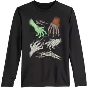 Licensed Character Boys 8-20 Halloween Monster Hands Long Sleeve Tee, Boy's, Size: Medium, Black