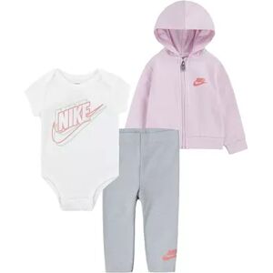 Nike Baby Girl Nike Dream Chaser Hoodie, Romper, & Leggings Set, Girl's, Size: 9 Months, Grey