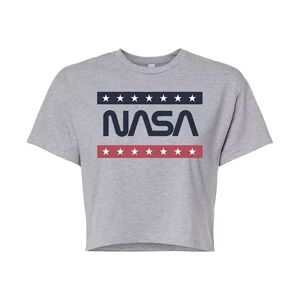 Licensed Character Juniors' NASA Americana Cropped Graphic Tee, Girl's, Size: XL, Med Grey
