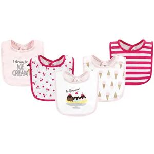 Hudson Baby Infant Girls Cotton Bibs, Banana Split, One Size, Med Pink