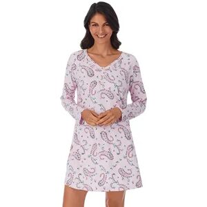 Women's Croft & Barrow Cozy Long Sleeve Smocked Nightgown, Size: Large, Dark Pink