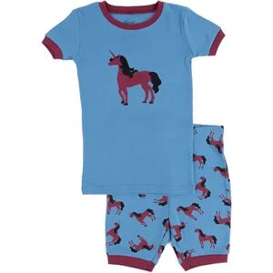 Leveret Kids Two Piece Cotton Short Pajamas Unicorn 10 Year, Girl's, Size: 6, Unicorn Bl