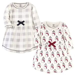 Touched by Nature Baby and Toddler Girl Organic Cotton Long-Sleeve Dresses 2pk, Snowman, Toddler Girl's, Size: 9-12Months, Grey