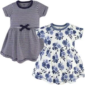 Touched by Nature Baby and Toddler Girl Organic Cotton Short-Sleeve Dresses 2pk, Navy Floral, Toddler Girl's, Size: 2T, Brt Blue