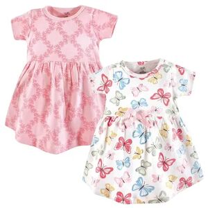 Touched by Nature Baby and Toddler Girl Organic Cotton Short-Sleeve Dresses 2pk, Butterflies, Toddler Girl's, Size: 6-9 Months, Med Pink