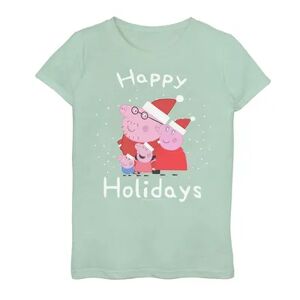 Licensed Character Girls 7-16 Peppa Pig Happy Holidays Graphic Tee, Girl's, Size: Small, Green