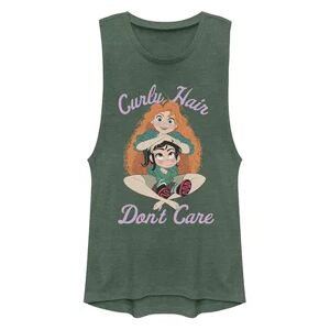 Juniors' Disney Wreck It Ralph 2 Curly Hair Don't Care Muscle Tank, Girl's, Size: XXL, Green