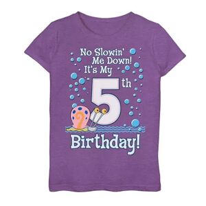 Licensed Character Girls 7-16 SpongeBob SquarePants Gary 5th Birthday Tee, Girl's, Size: Medium, Purple