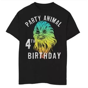 Star Wars Boys 8-20 Star Wars Chewie Party Animal 4th Birthday Colorful Portrait Graphic Tee, Boy's, Size: Large, Black