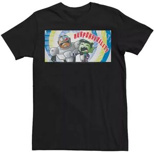 DC Comics Men's DC Comics Teen Titans Go! Beast Boy Cyborg Responsibility Tee, Size: XL, Black